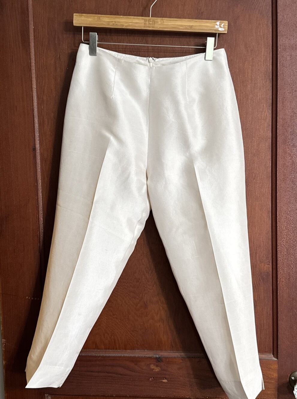 Y2K Vintage Newport News Silk Tapered Leg High Waist Pants Light Blue Sz 6